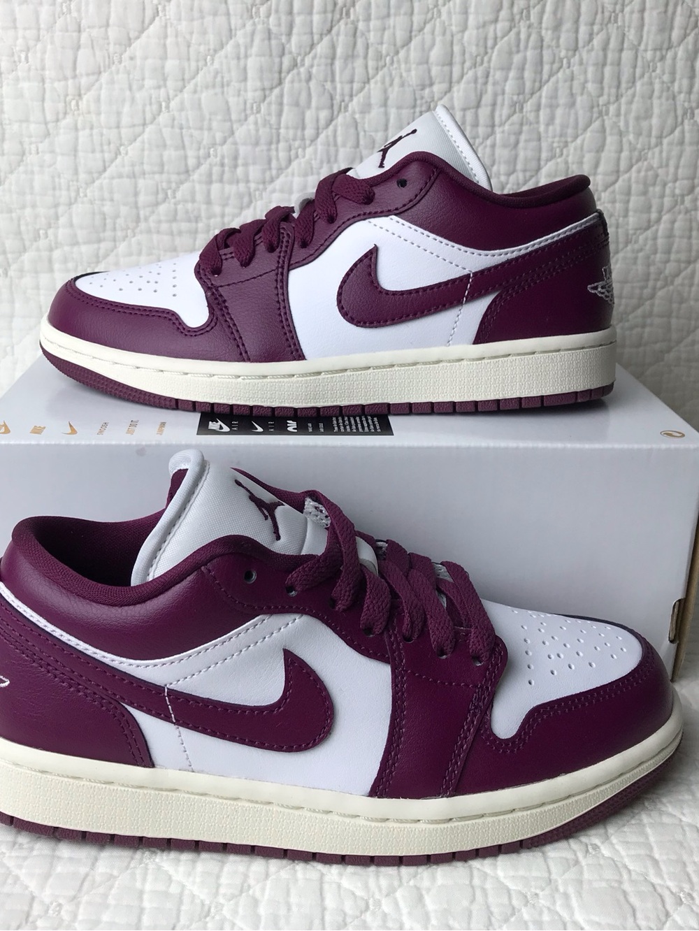 Nike Air Jordan 1 Low Shoes Women’s SZ 5 White Bordeaux Sail DC0774-161